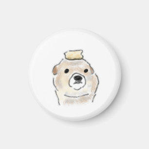 Aimant Illustration de chien mignonne à tête de beurre de