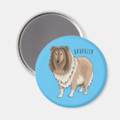 Aimant Illustration de chien Rough collie (Recto/Verso)