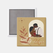 Aimant Illustration de couple noir « Je mérite être aimé  (Recto/Verso)
