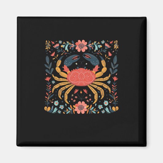 Aimant Illustration de crabe coloré entouré (Devant)
