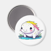 Aimant Illustration de Cute Kawaii Axolotl (Recto/Verso)