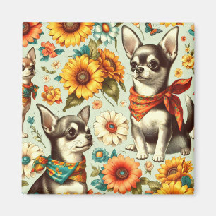 Aimant Illustration de Cute Retro Chihuahua