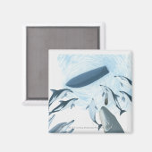 Aimant Illustration de dauphins regardant un bateau (Recto/Verso)