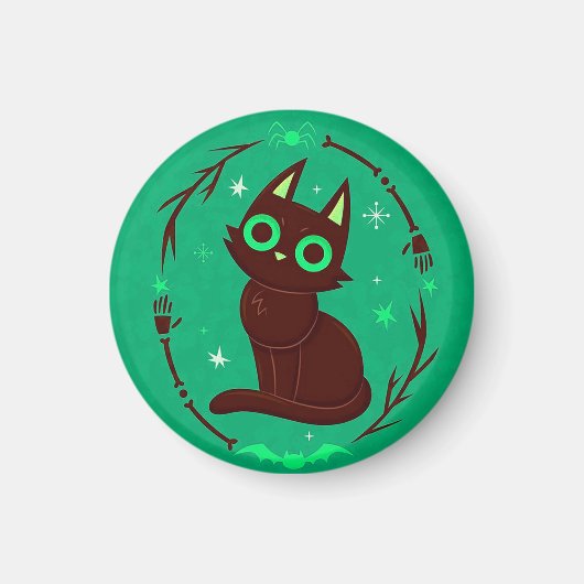 Aimant Illustration de dessin animé d'Halloween d'un chat (Devant)