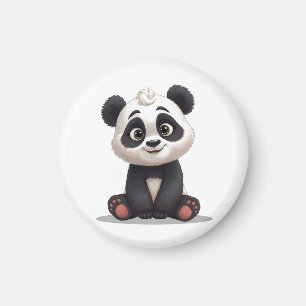 Aimant Illustration de dessin animé d'ours panda assis