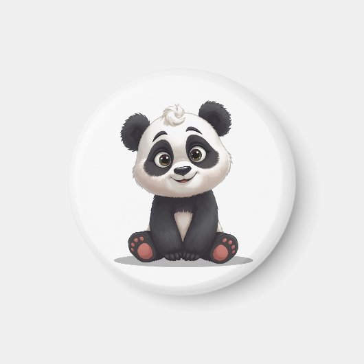 Aimant Illustration de dessin animé d'ours panda assis (Devant)