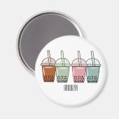 Aimant Illustration de dessin animé pour le thé de bulle (Recto/Verso)