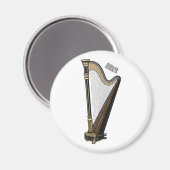 Aimant Illustration de dessin animé sur la harpe (Recto/Verso)