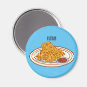 Aimant Illustration de dessin animé sur le poulet frit (Recto/Verso)