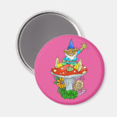 Aimant Illustration de dessin d'un gnome assis en agitant (Recto/Verso)