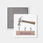 Aimant Illustration de dessin mignon, marteau et ongles (Recto/Verso)