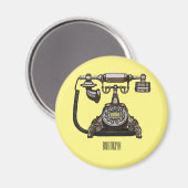 Aimant Illustration de dessin téléphonique (Recto/Verso)