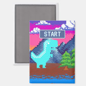 Aimant Illustration de dinosaure pixelisé Funny Pixel Gam (Recto/Verso)