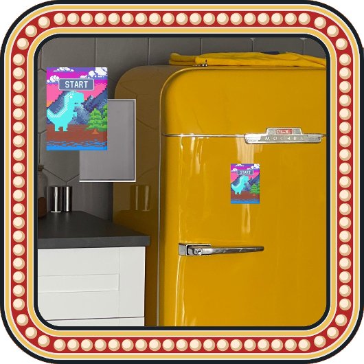 Aimant Illustration de dinosaure pixelisé Funny Pixel Gam