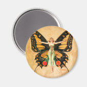 Aimant Illustration de femme volant papillon Flapper (Recto/Verso)