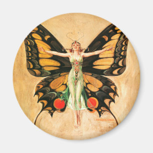 Aimant Illustration de femme volant papillon Flapper