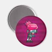 Aimant Illustration de fille Zombie Punk Rock (Recto/Verso)