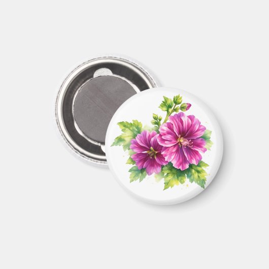 Aimant Illustration de fleur à l'aquarelle violette (Recto/Verso)