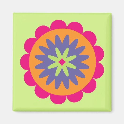 Aimant illustration de formes florales orange et rose (Devant)