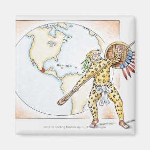 Aimant Illustration de guerrier aztèque de Jaguar