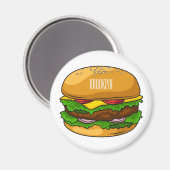Aimant Illustration de Hamburger (Recto/Verso)