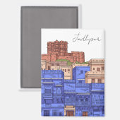 Aimant Illustration de Jodhpur en Inde (Recto/Verso)