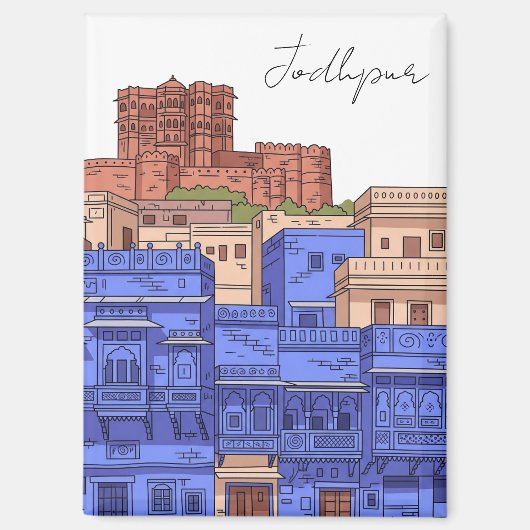 Aimant Illustration de Jodhpur en Inde (Recto)