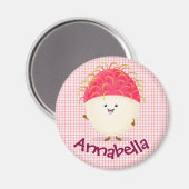 Aimant Illustration de joli rambutan rose joyeux (Recto/Verso)