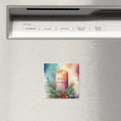 Aimant Illustration de la bougie de Noël de l'aquarelle (In Situ (Lave-vaisselle))