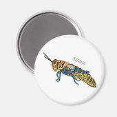 Aimant Illustration de la caricature de la sauterelle en  (Recto/Verso)