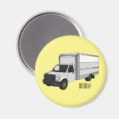 Aimant Illustration de la caricature du camion-boîte (Recto/Verso)