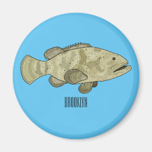 Aimant Illustration de la caricature du poisson de mérou