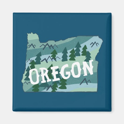 Aimant Illustration de la carte de l'État de l'Oregon (Devant)