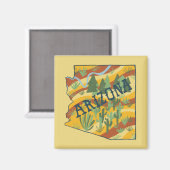 Aimant Illustration de la carte d'état de l'Arizona (Recto/Verso)