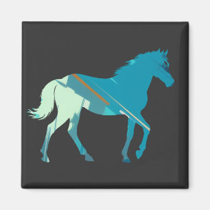 Aimant Illustration de la faune chevaline Nature Art Silh
