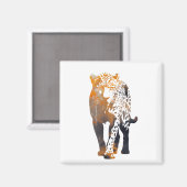 Aimant Illustration de la faune de panthère en silhouette (Recto/Verso)