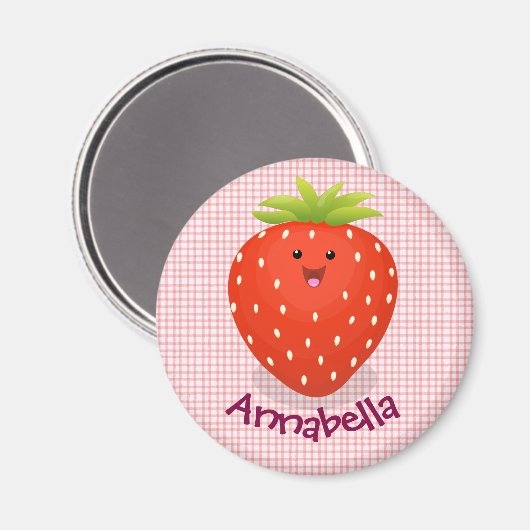 Aimant Illustration de la fraise Cute kawaii (Recto/Verso)