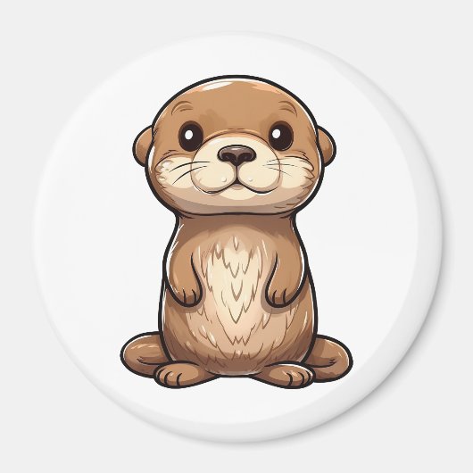 Aimant Illustration de la loutre de dessin (Devant)
