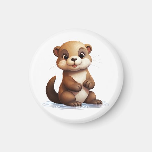 Aimant Illustration de la loutre de dessin (Devant)