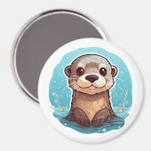 Aimant Illustration de la loutre de dessin (Recto/Verso)