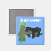 Aimant Illustration de la mignonne panthère noire jaguar (Recto/Verso)