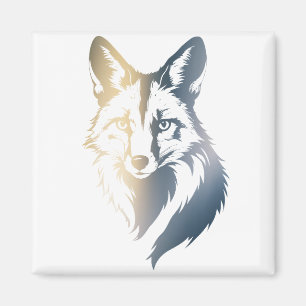 Aimant Illustration de la nature faunique Fox Style silho