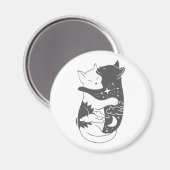 Aimant Illustration de la nuit du chat de jour - Choisir  (Recto/Verso)