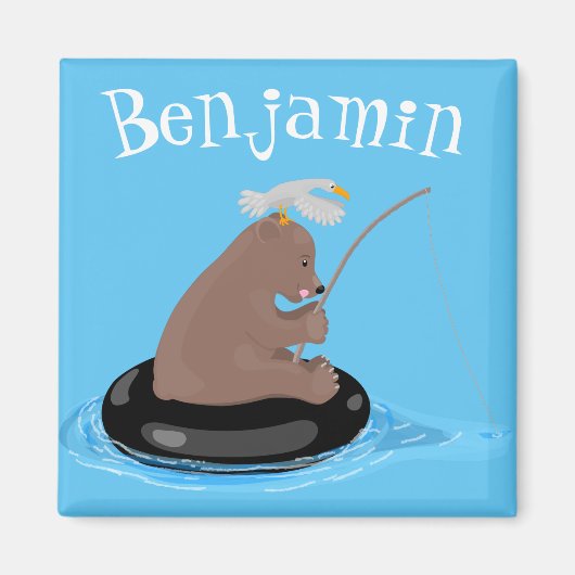 Aimant Illustration de la pêche de l'ourson mou (Devant)