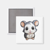 Aimant Illustration de la souris de dessin (Recto/Verso)