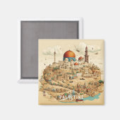 Aimant Illustration de la ville de Palestine (Recto/Verso)