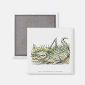 Aimant Illustration de l'alligator sur le rivage (Recto/Verso)