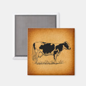 Aimant Illustration de l'ancienne ferme de vache Holstein (Recto/Verso)