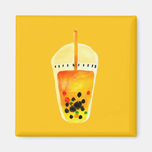 Aimant Illustration de l'art du thé Boba Bubble (Devant)