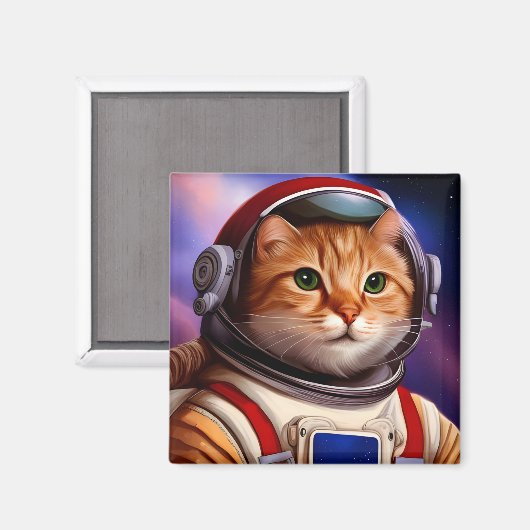 Aimant Illustration de l'astronaute spatial Ginger Cat (Recto/Verso)